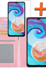 Nomfy Hoesje Geschikt voor Samsung A04s Hoes Bookcase Flipcase Book Cover Met Screenprotector - Hoes Geschikt voor Samsung Galaxy A04s Hoesje Book Case - Lichtroze
