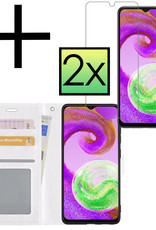 NoXx Hoes Geschikt voor Samsung A04s Hoesje Book Case Hoes Flip Cover Wallet Bookcase Met 2x Screenprotector - Wit