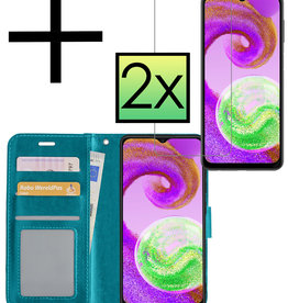 NoXx NoXx Samsung Galaxy A04s Hoesje Bookcase Turquoise Met 2x Screenprotector
