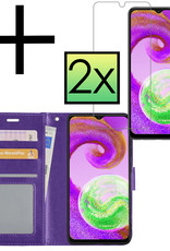 NoXx Hoes Geschikt voor Samsung A04s Hoesje Book Case Hoes Flip Cover Wallet Bookcase Met 2x Screenprotector - Paars