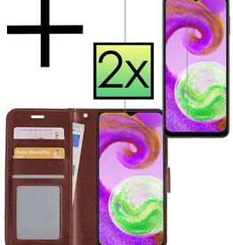 NoXx NoXx Samsung Galaxy A04s Hoesje Bookcase Bruin Met 2x Screenprotector