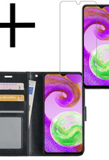 NoXx Hoes Geschikt voor Samsung A04s Hoesje Book Case Hoes Flip Cover Wallet Bookcase Met Screenprotector - Zwart