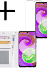 NoXx Hoes Geschikt voor Samsung A04s Hoesje Book Case Hoes Flip Cover Wallet Bookcase Met Screenprotector - Wit