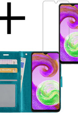 NoXx Hoes Geschikt voor Samsung A04s Hoesje Book Case Hoes Flip Cover Wallet Bookcase Met Screenprotector - Turquoise