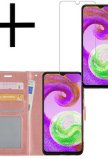 NoXx Hoes Geschikt voor Samsung A04s Hoesje Book Case Hoes Flip Cover Wallet Bookcase Met Screenprotector - Rosé goud