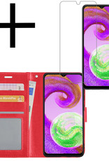 NoXx Hoes Geschikt voor Samsung A04s Hoesje Book Case Hoes Flip Cover Wallet Bookcase Met Screenprotector - Rood