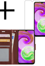 NoXx Hoes Geschikt voor Samsung A04s Hoesje Book Case Hoes Flip Cover Wallet Bookcase Met Screenprotector - Bruin