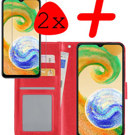 BASEY. BASEY. Samsung Galaxy A04s Hoesje Bookcase Rood Met 2x Screenprotector
