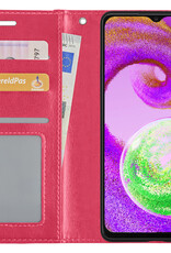 NoXx Hoes Geschikt voor Samsung A04s Hoesje Book Case Hoes Flip Cover Wallet Bookcase - Donkerroze