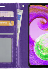 NoXx Hoes Geschikt voor Samsung A04s Hoesje Book Case Hoes Flip Cover Wallet Bookcase - Paars