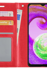 NoXx Hoes Geschikt voor Samsung A04s Hoesje Book Case Hoes Flip Cover Wallet Bookcase - Rood