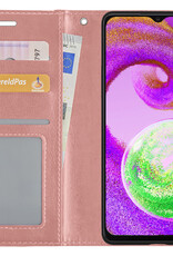 NoXx Hoes Geschikt voor Samsung A04s Hoesje Book Case Hoes Flip Cover Wallet Bookcase - Rosé goud