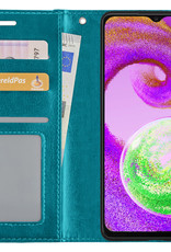 NoXx Hoes Geschikt voor Samsung A04s Hoesje Book Case Hoes Flip Cover Wallet Bookcase - Turquoise