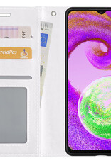 NoXx Hoes Geschikt voor Samsung A04s Hoesje Book Case Hoes Flip Cover Wallet Bookcase - Wit