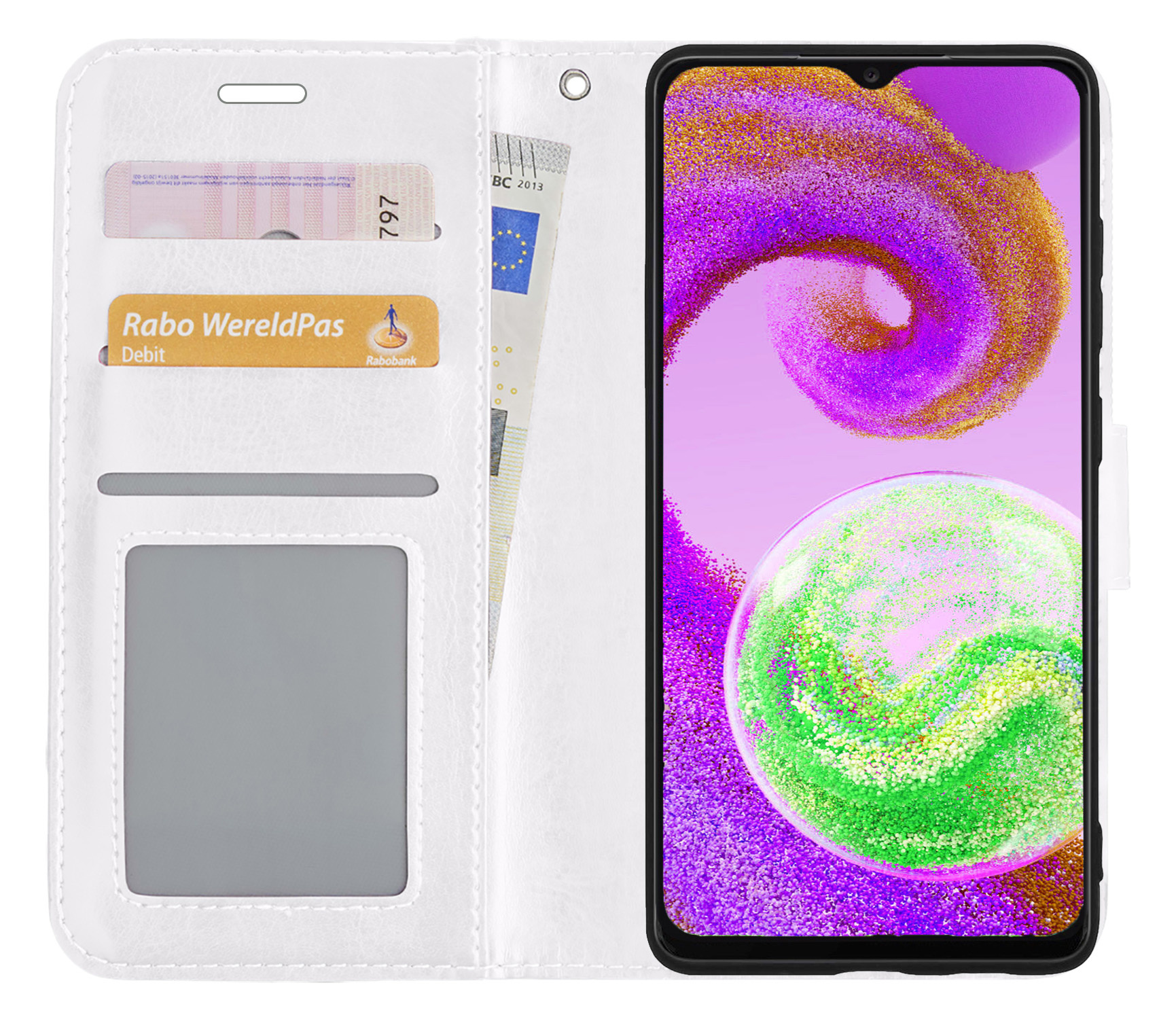 NoXx Hoes Geschikt voor Samsung A04s Hoesje Book Case Hoes Flip Cover Wallet Bookcase - Wit