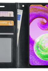 NoXx Hoes Geschikt voor Samsung A04s Hoesje Book Case Hoes Flip Cover Wallet Bookcase - Zwart