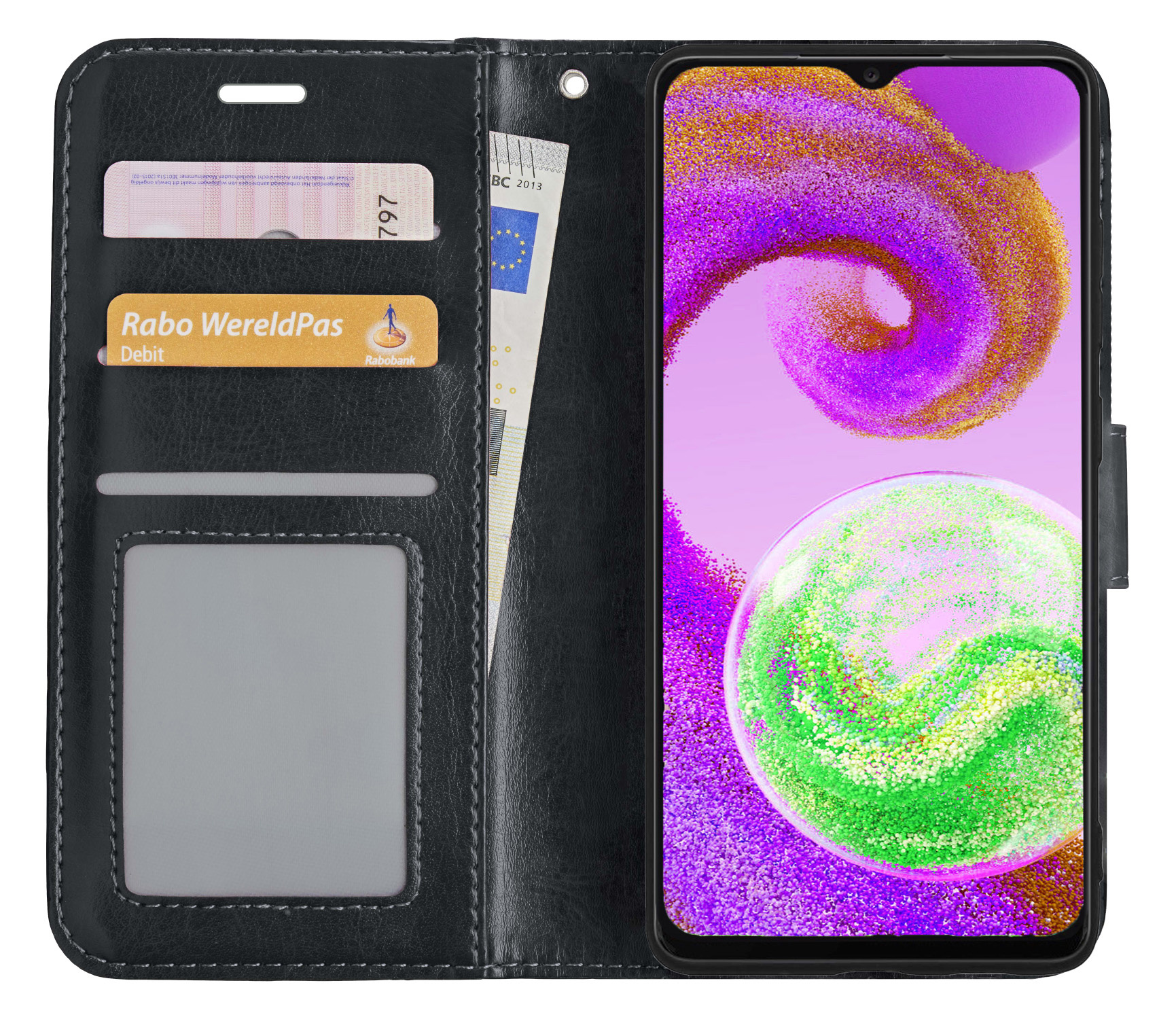 NoXx Hoes Geschikt voor Samsung A04s Hoesje Book Case Hoes Flip Cover Wallet Bookcase - Zwart