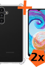 Nomfy Hoesje Geschikt voor Samsung A04s Hoesje Shock Proof Cover Case Shockproof Met 2x Screenprotector - Hoes Geschikt voor Samsung Galaxy A04s Hoes Siliconen Back Case - Transparant