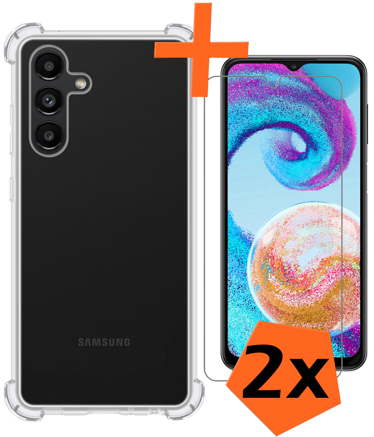 Nomfy Samsung Galaxy A04s Hoesje Shockproof Met 2x Screenprotector - Samsung Galaxy A04s Shock Proof Case Met 2x Beschermglas - Transparant