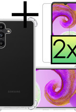 NoXx Hoes Geschikt voor Samsung A04s Hoesje Siliconen Cover Shock Proof Back Case Shockproof Hoes Met 2x Screenprotector - Transparant