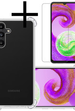 NoXx Hoes Geschikt voor Samsung A04s Hoesje Siliconen Cover Shock Proof Back Case Shockproof Hoes Met Screenprotector - Transparant