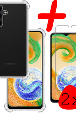 BASEY. Hoes Geschikt voor Samsung A04s Hoesje Shock Proof Case Hoes Siliconen Met 2x Screenprotector - Hoesje Geschikt voor Samsung Galaxy A04s Hoes Cover Shockproof - Transparant