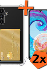 Nomfy Hoesje Geschikt voor Samsung A04s Hoesje Pasjeshouder Shockproof Pas Houder Met 2x Screenprotector - Hoesje Geschikt voor Samsung Galaxy A04s Hoes Met Kaarthouder - Transparant