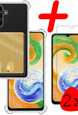 BASEY. Hoes Geschikt voor Samsung A04s Hoesje Shock Proof Case Hoes Met 2x Screenprotector - Hoesje Geschikt voor Samsung Galaxy A04s Hoes Cover Shockproof - Transparant