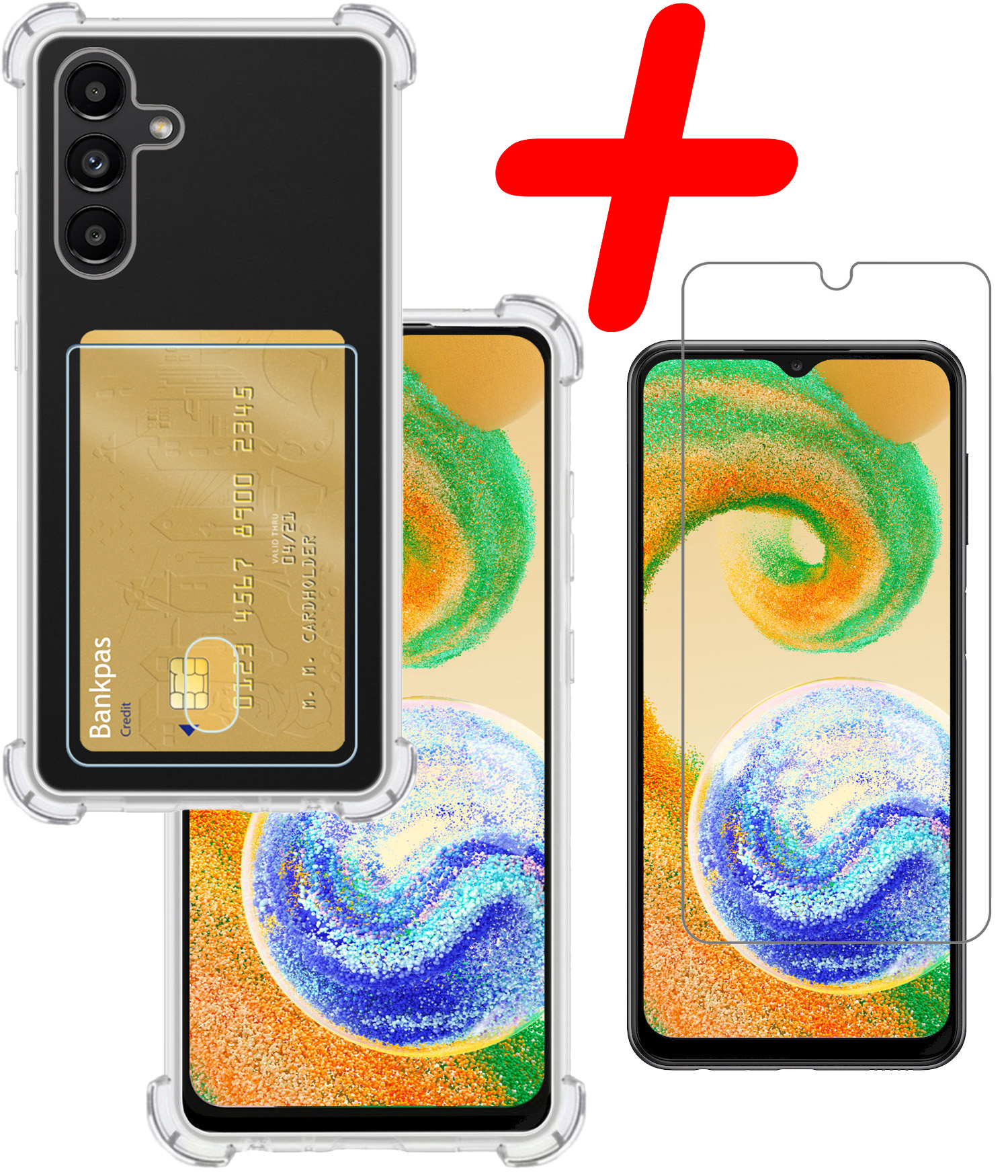 BASEY. Hoes Geschikt voor Samsung A04s Hoesje Shock Proof Case Hoes Met Screenprotector - Hoesje Geschikt voor Samsung Galaxy A04s Hoes Cover Shockproof - Transparant