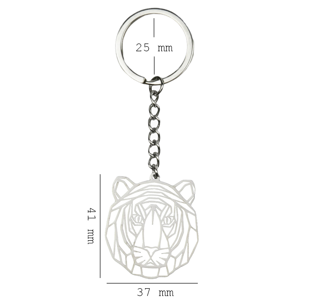 BASEY. Sleutelhanger Patroon Metalen Sleutelhanger Geometrisch - Tijger