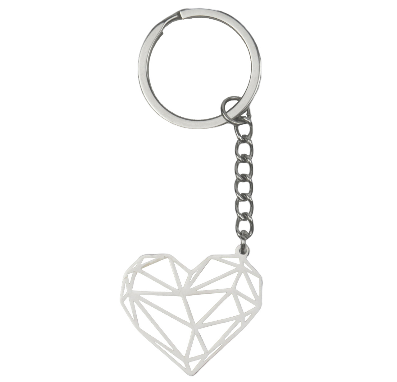 BASEY. Sleutelhanger Patroon Metalen Sleutelhanger Geometrisch - Hart