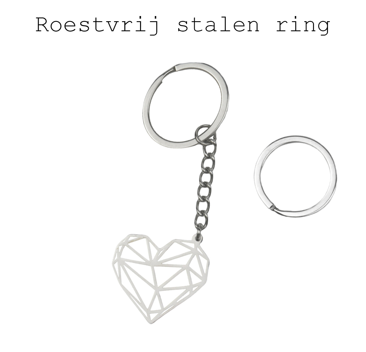 BASEY. Sleutelhanger Patroon Metalen Sleutelhanger Geometrisch - Hart