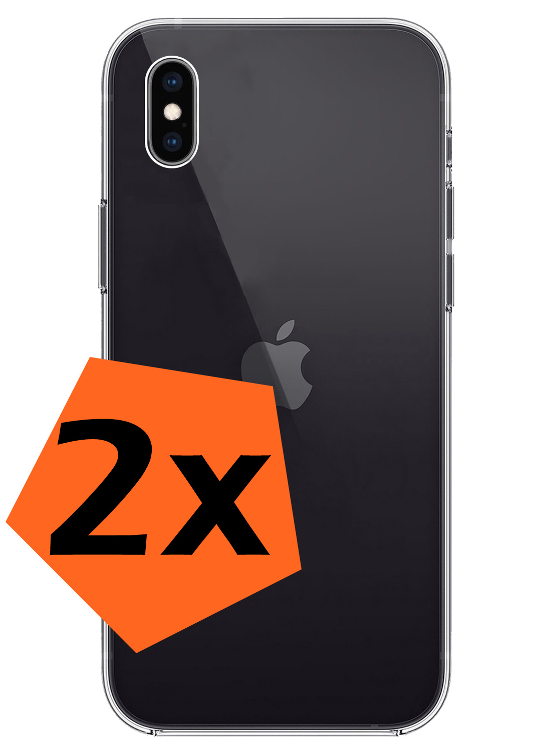 BASEY. Hoes Geschikt voor iPhone X Hoesje Siliconen Back Cover Case - Hoesje Geschikt voor iPhone X Hoes Cover Hoesje - Transparant - 2 Stuks