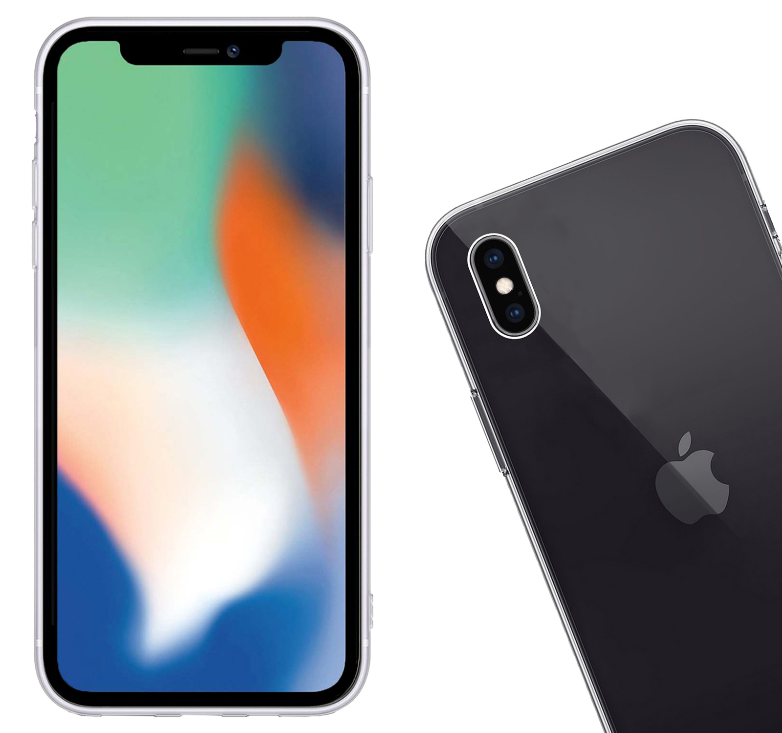 BASEY. Hoes Geschikt voor iPhone X Hoesje Siliconen Back Cover Case - Hoesje Geschikt voor iPhone X Hoes Cover Hoesje - Transparant - 2 Stuks