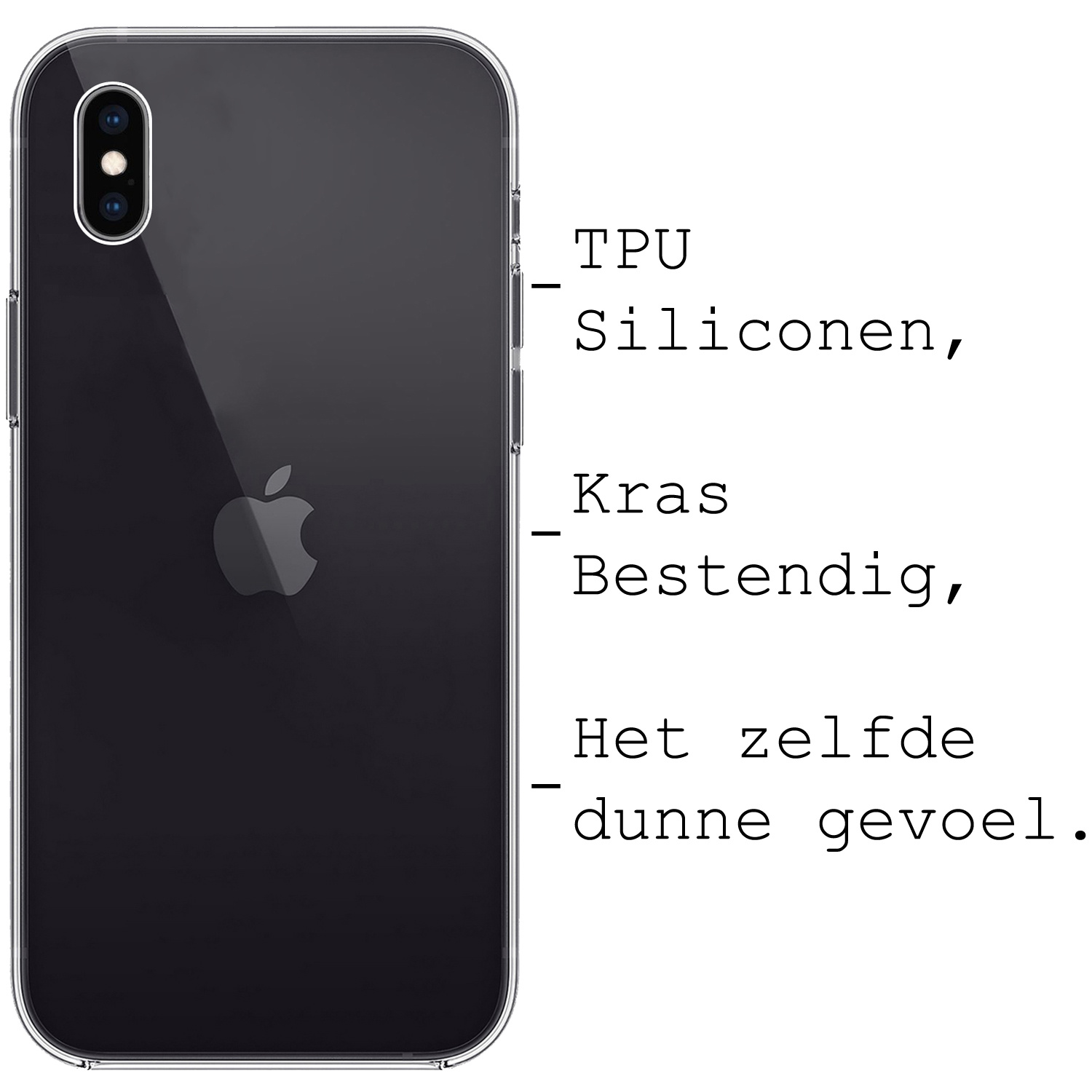 BASEY. Hoes Geschikt voor iPhone Xs Hoesje Siliconen Back Cover Case - Hoesje Geschikt voor iPhone Xs Hoes Cover Hoesje - Transparant