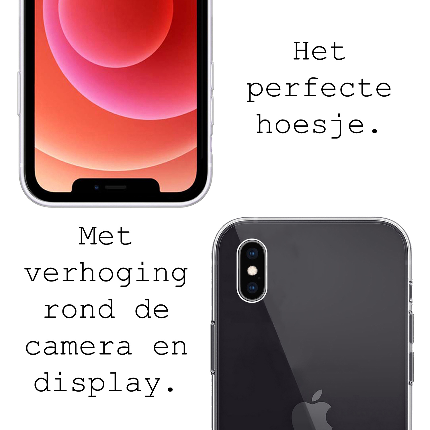 BASEY. Hoes Geschikt voor iPhone Xs Hoesje Siliconen Back Cover Case - Hoesje Geschikt voor iPhone Xs Hoes Cover Hoesje - Transparant
