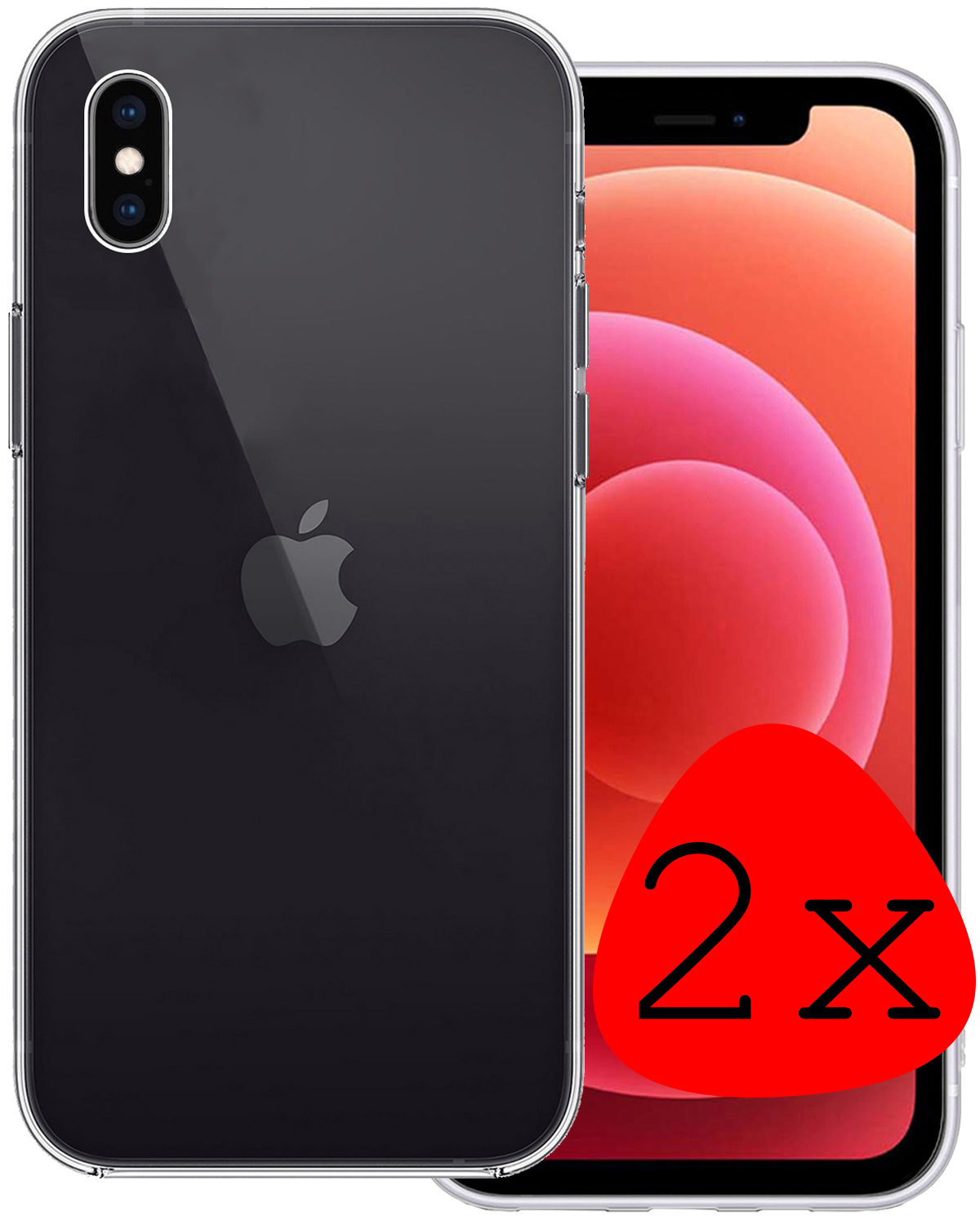 BASEY. Hoes Geschikt voor iPhone Xs Hoesje Siliconen Back Cover Case - Hoesje Geschikt voor iPhone Xs Hoes Cover Hoesje - Transparant - 2 Stuks