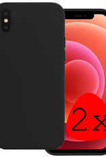 BASEY. Hoes Geschikt voor iPhone Xs Hoesje Siliconen Back Cover Case - Hoesje Geschikt voor iPhone Xs Hoes Cover Hoesje - Zwart - 2 Stuks