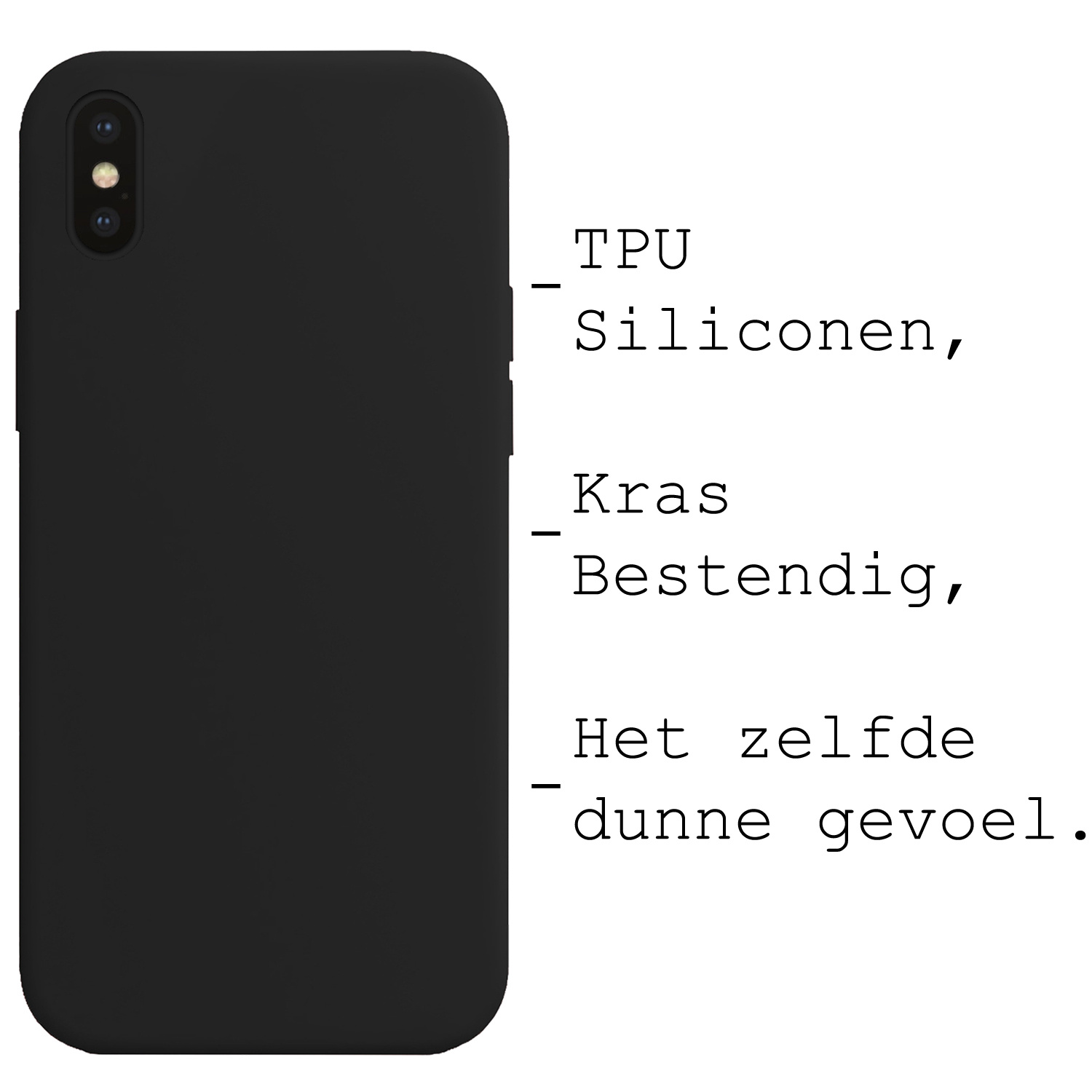 BASEY. Hoes Geschikt voor iPhone Xs Hoesje Siliconen Back Cover Case - Hoesje Geschikt voor iPhone Xs Hoes Cover Hoesje - Zwart - 2 Stuks