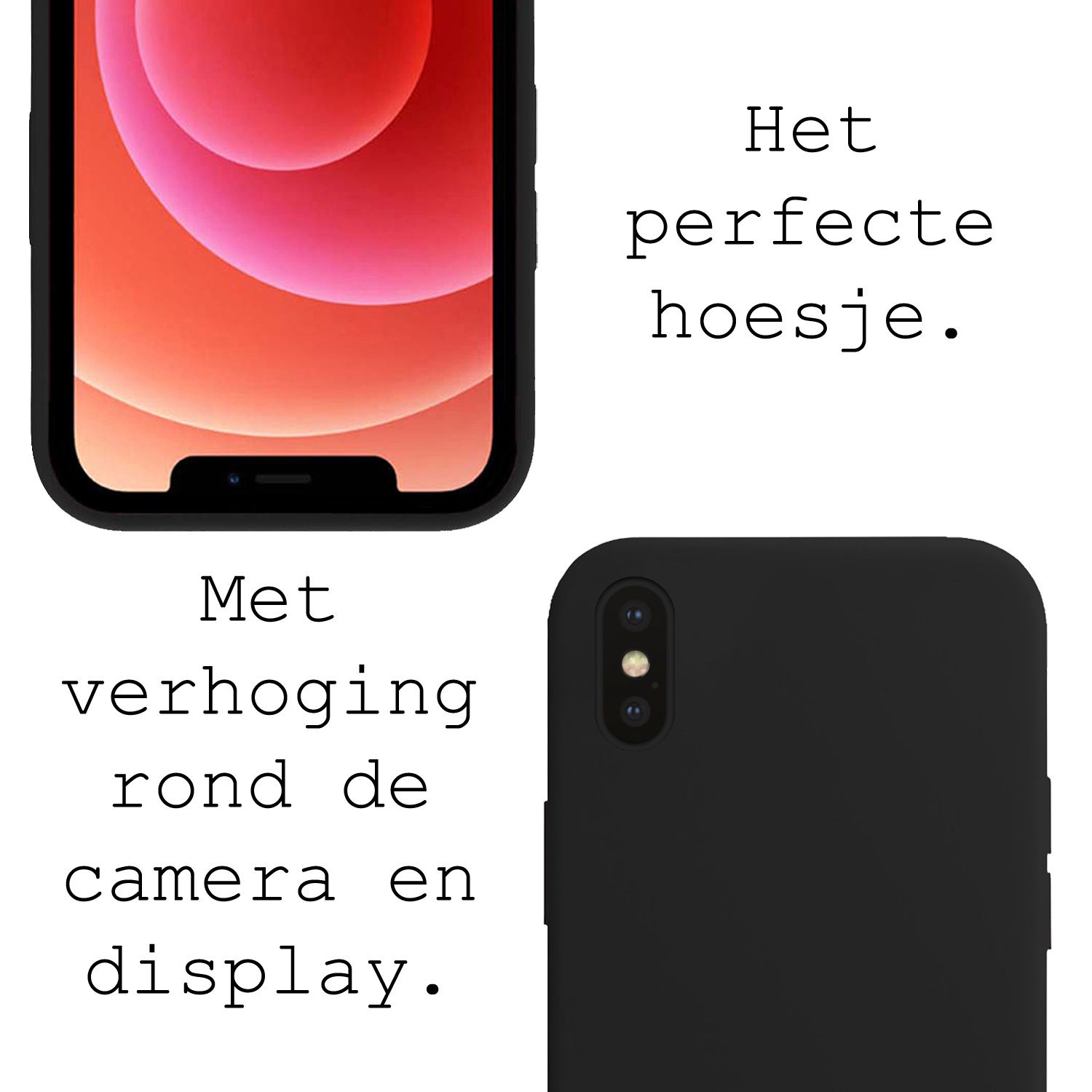 BASEY. Hoes Geschikt voor iPhone Xs Hoesje Siliconen Back Cover Case - Hoesje Geschikt voor iPhone Xs Hoes Cover Hoesje - Zwart - 2 Stuks
