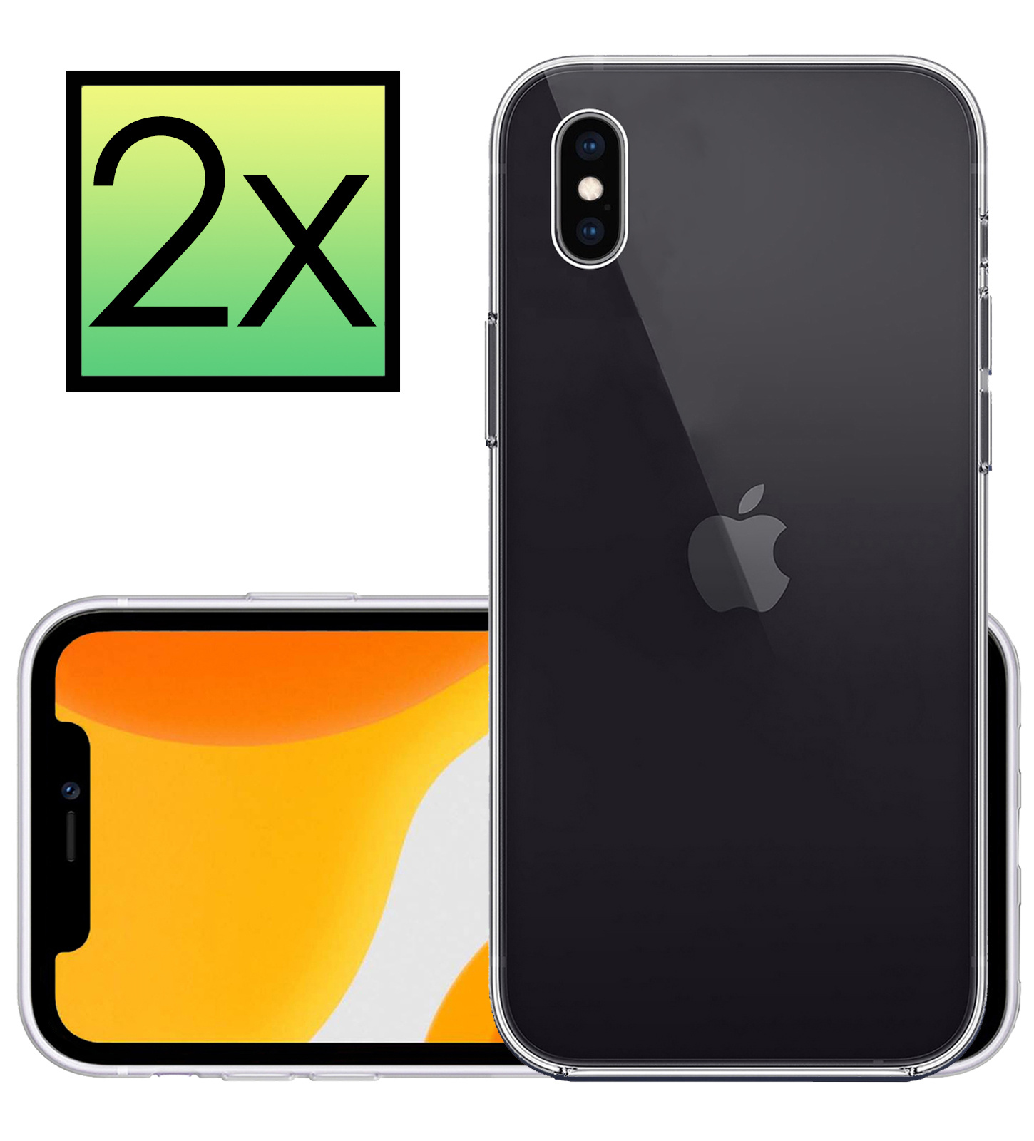 NoXx Hoes Geschikt voor iPhone Xs Hoesje Cover Siliconen Back Case Hoes - Transparant - 2x