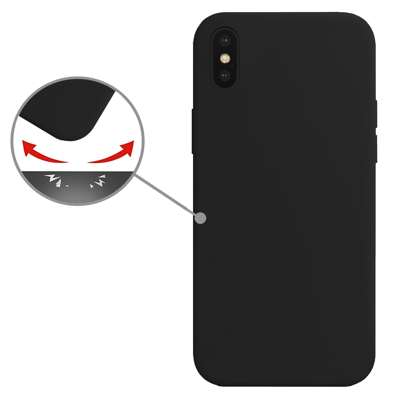 Nomfy Hoes voor iPhone XS Hoesje Siliconen Case Back Cover - Hoes voor iPhone XS Hoes Cover Silicone - Zwart - 2X