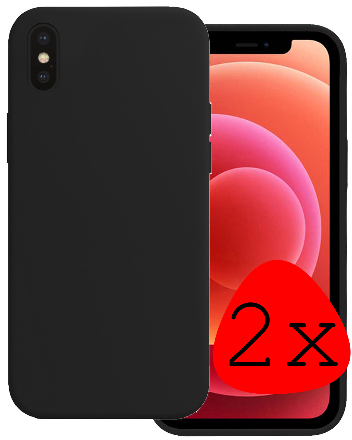 BASEY. Hoes Geschikt voor iPhone Xs Max Hoesje Siliconen Back Cover Case - Hoesje Geschikt voor iPhone Xs Max Hoes Cover Hoesje - Zwart - 2 Stuks