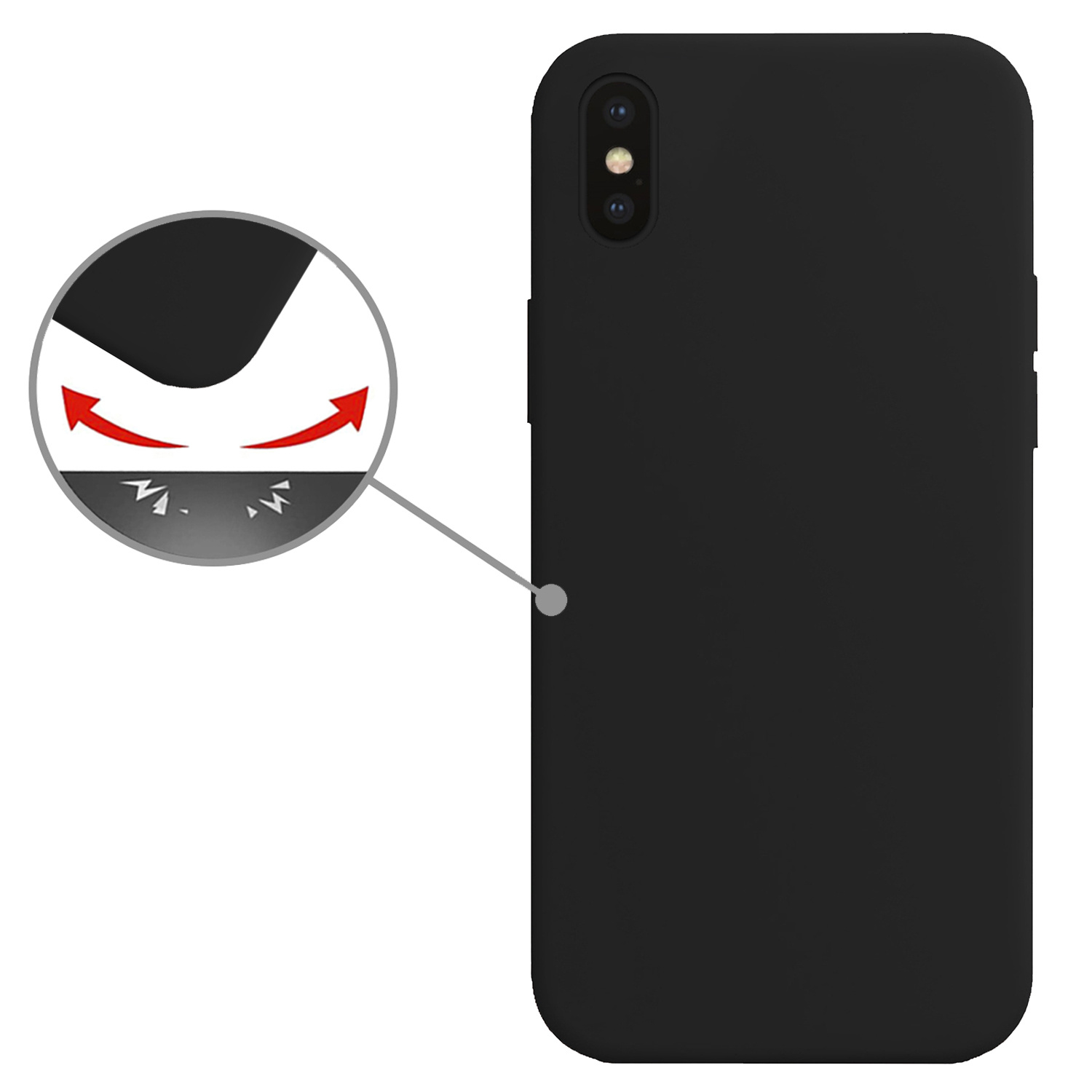 Nomfy Hoesje Geschikt voor iPhone Xs Max Hoesje Siliconen Cover Case - Hoes Geschikt voor iPhone Xs Max Hoes Back Case - 2-PACK - Zwart