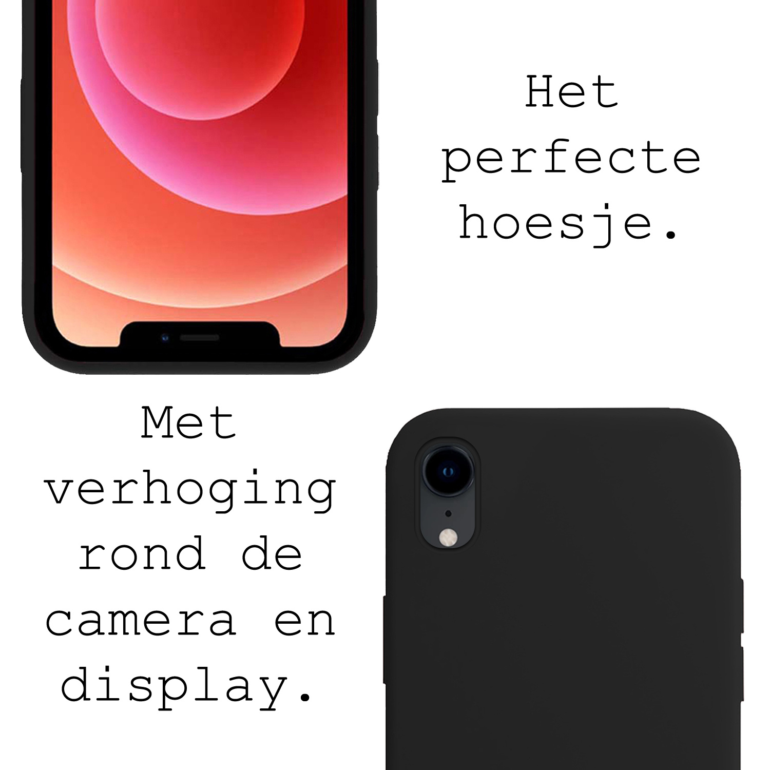BASEY. Hoes Geschikt voor iPhone XR Hoesje Siliconen Back Cover Case - Hoesje Geschikt voor iPhone XR Hoes Cover Hoesje - Zwart
