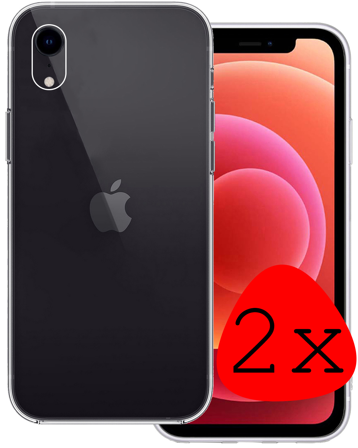 BASEY. Hoes Geschikt voor iPhone XR Hoesje Siliconen Back Cover Case - Hoesje Geschikt voor iPhone XR Hoes Cover Hoesje - Transparant - 2 Stuks