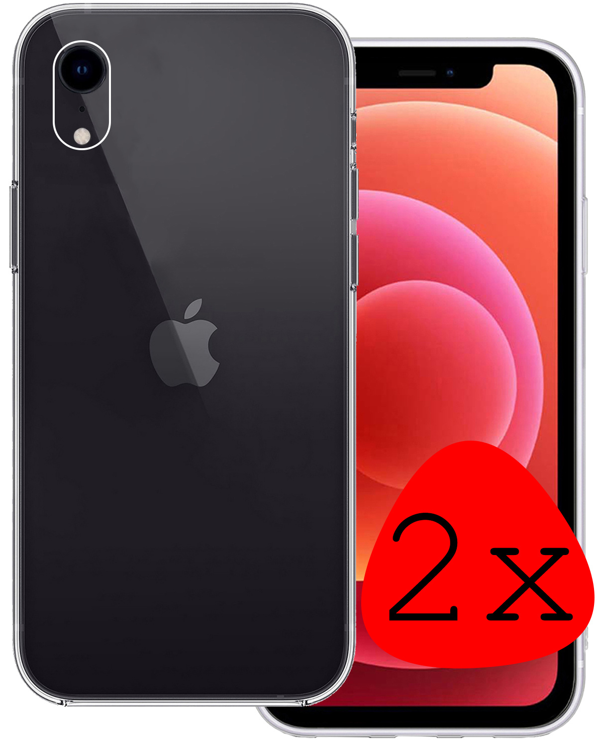 BASEY. Hoes voor iPhone XR Hoesje Siliconen Back Cover Case - Hoes voor iPhone XR Hoes Silicone Case Hoesje - Transparant - 2 Stuks