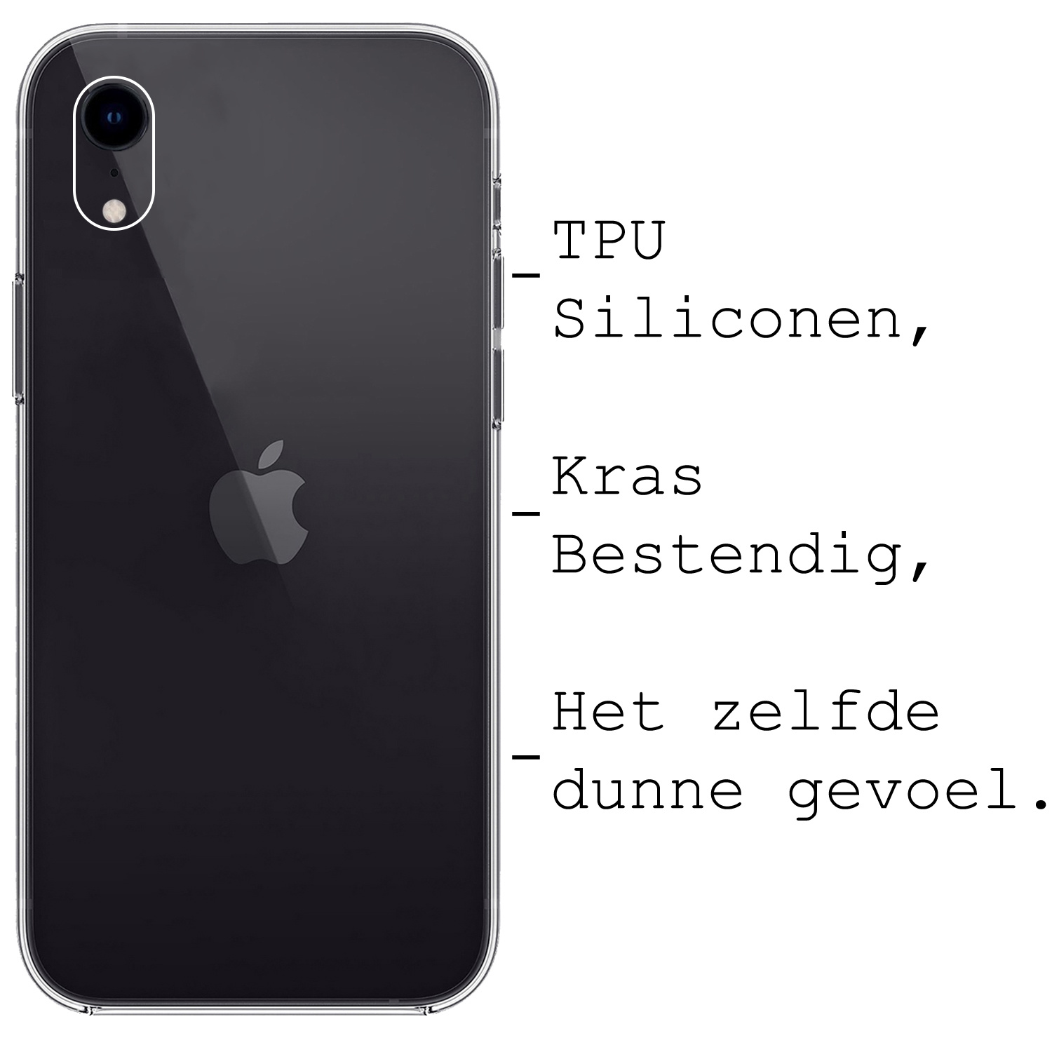 BASEY. Hoes Geschikt voor iPhone XR Hoesje Siliconen Back Cover Case - Hoesje Geschikt voor iPhone XR Hoes Cover Hoesje - Transparant - 2 Stuks