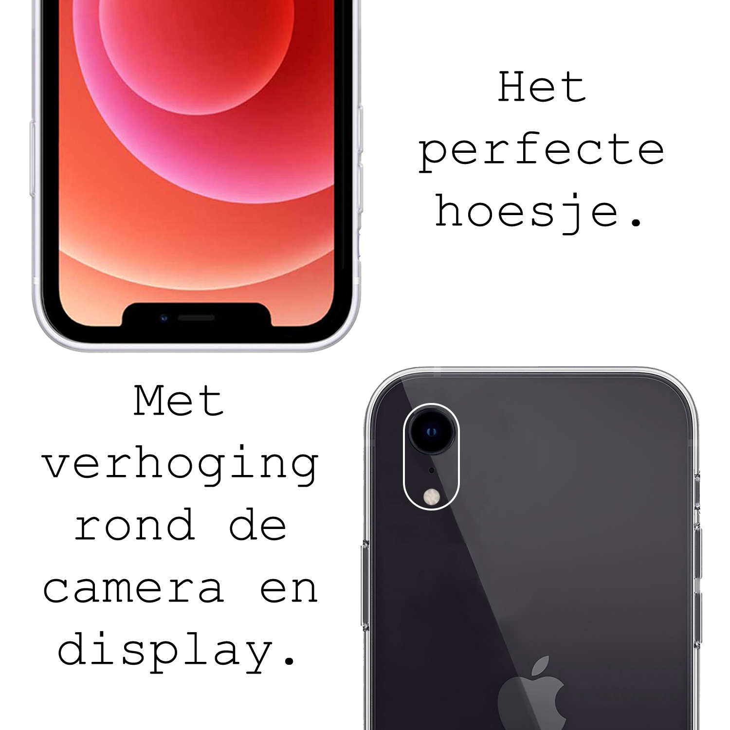 BASEY. Hoes Geschikt voor iPhone XR Hoesje Siliconen Back Cover Case - Hoesje Geschikt voor iPhone XR Hoes Cover Hoesje - Transparant - 2 Stuks