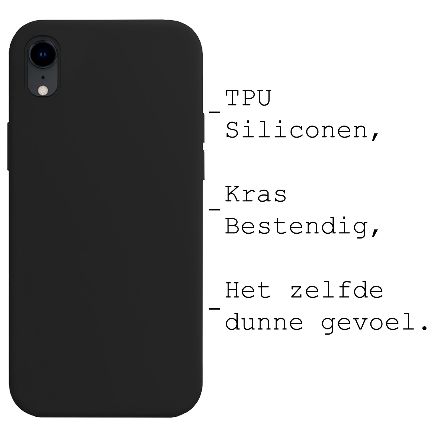 BASEY. Hoes Geschikt voor iPhone XR Hoesje Siliconen Back Cover Case - Hoesje Geschikt voor iPhone XR Hoes Cover Hoesje - Zwart - 2 Stuks